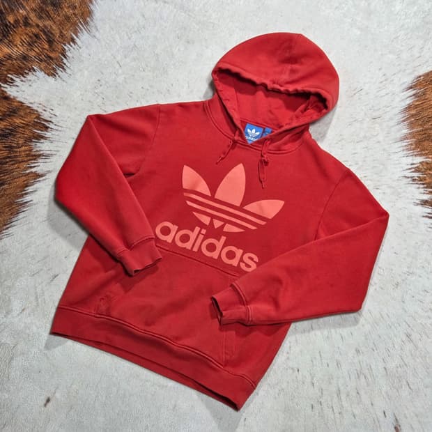 아디다스 레드 자몽 빅로고 약기모 후드티