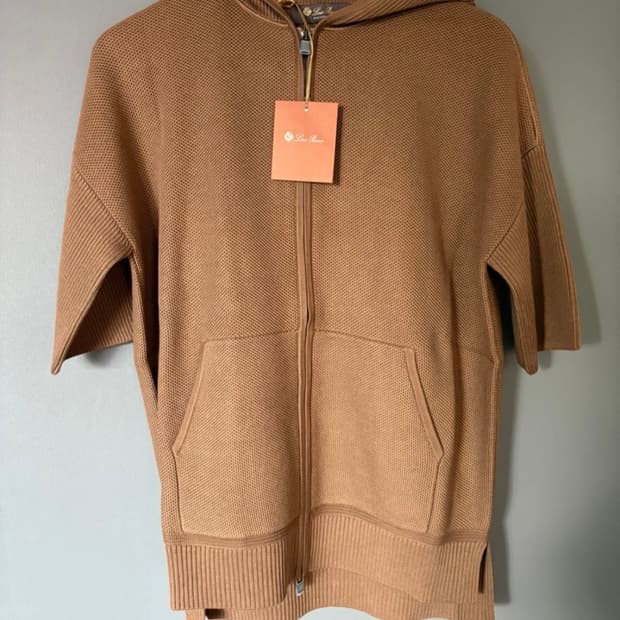 로로피아나 여성 후드 니트 짚업 브라운