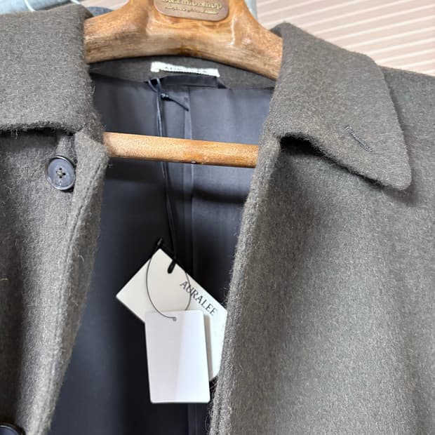 Auralee BABY CAMEL FLANNEL COAT (DARK BR