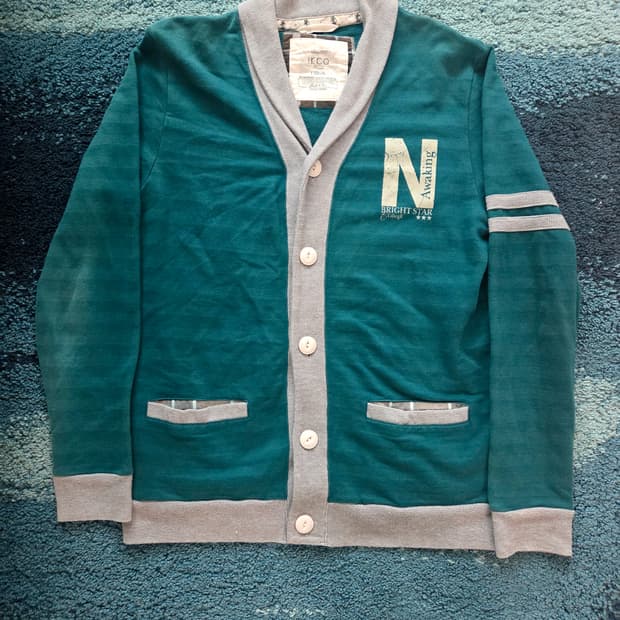 Vintage  럭비 그린 가디건 Letterd Cardigan