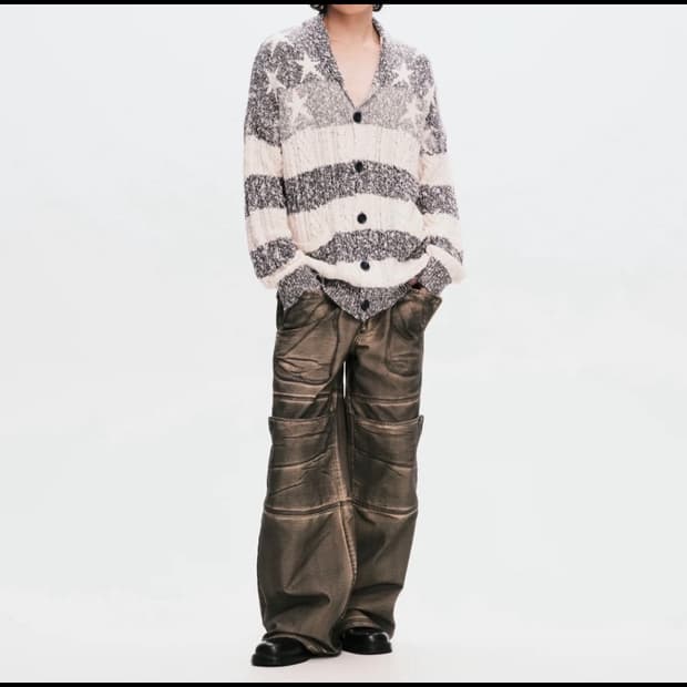 Erl guess usa 아메리칸 케이블 니트 가디건 L