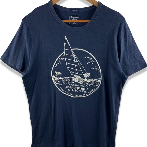 아베크롬비 네이비 항해 자수 로고 티셔츠2411
