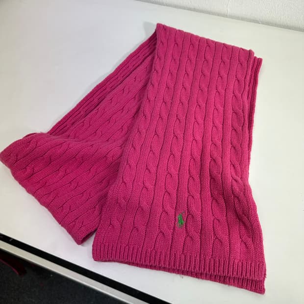 OS 폴로 랄프로렌 핑크 꽈배기 머플러 목도리