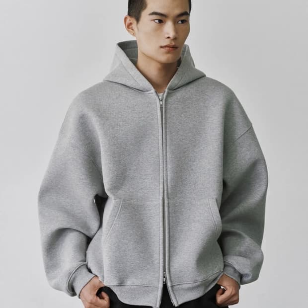 (L) 브랜디드 클라우드 후드집업 멜란지그레이
