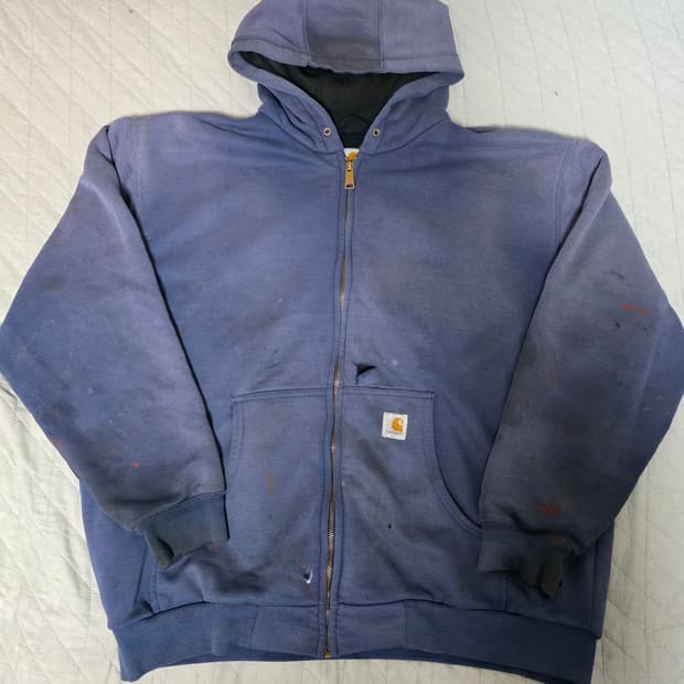 [XL] 빈티지 칼하트 더블페이스 트래쉬드 썬페이드 써멀 후드집업 네이비