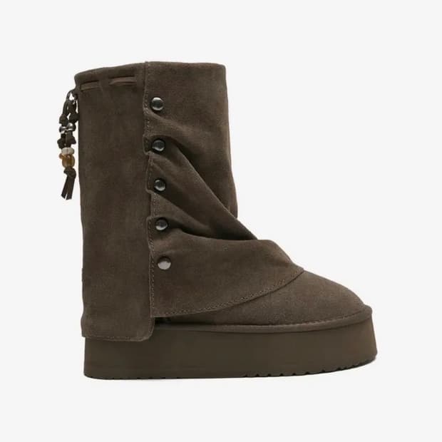 락피쉬웨더웨어 스터드 맥시 폴디드 미들 스웨이드 부츠 코코아 240