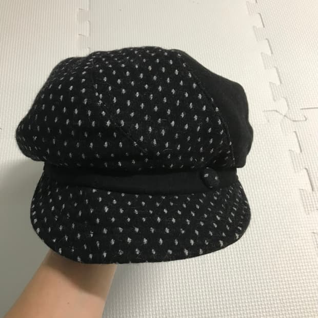 빈티지 땡땡이 울 헌팅캡