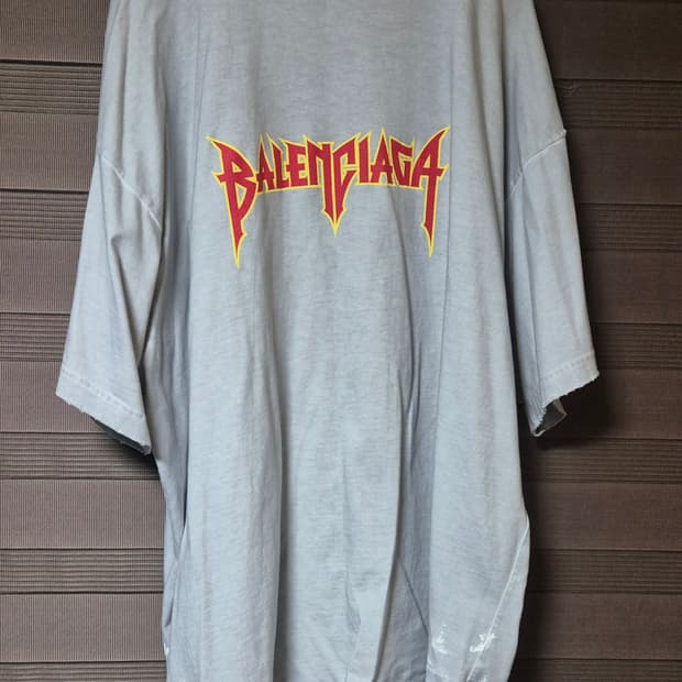 [3]발렌시아가 헤비메탈 반팔 티셔츠 그레이