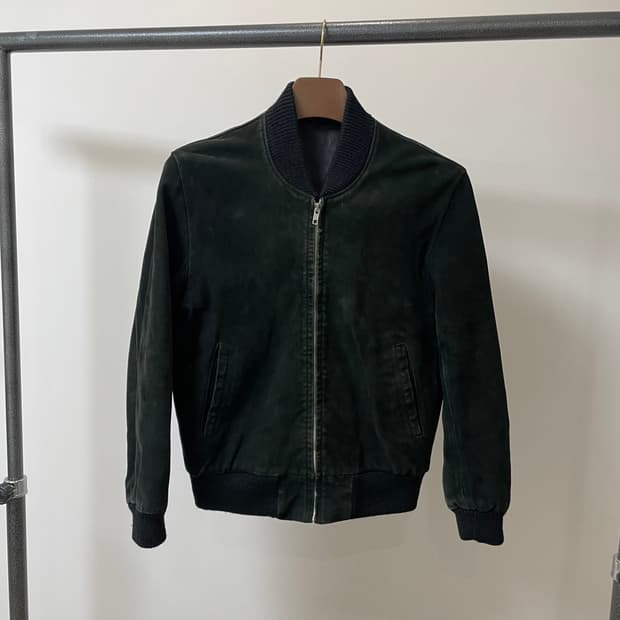 (M) jpn 딥그린 스웨이드 블루종 자켓