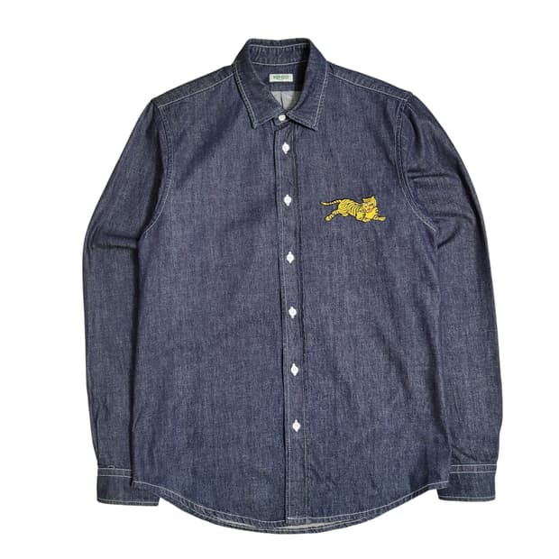 KENZO 겐조 타이거 자수 패치 데님 셔츠