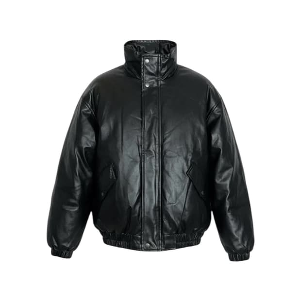 블랙 레더 봄버 자켓