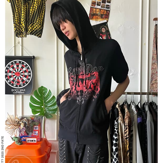 90-00s Vintage Gothic 1/2 Hood Zip-up