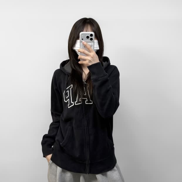 갭 Gap 스펠 로고 후드집업 블랙