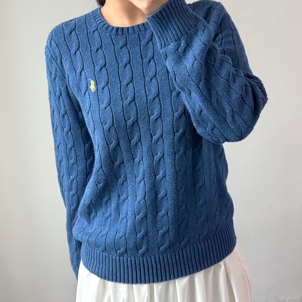 [M] 폴로 블루 케이블 니트