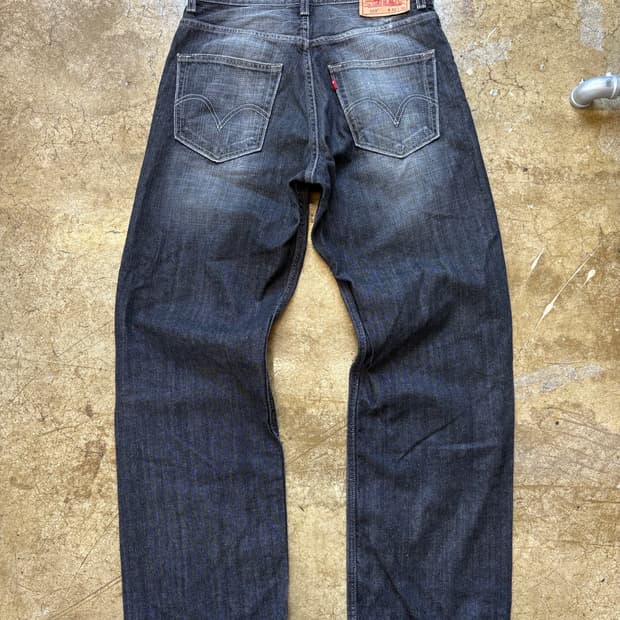 00s 리바이스 569 흑청 워싱 데님