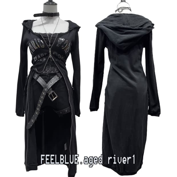 Gothic Hood Long Dress 고스펑크 3pcs 코디세트