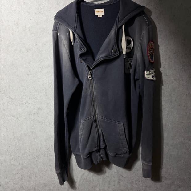 디젤 워싱 페인팅 후드집업