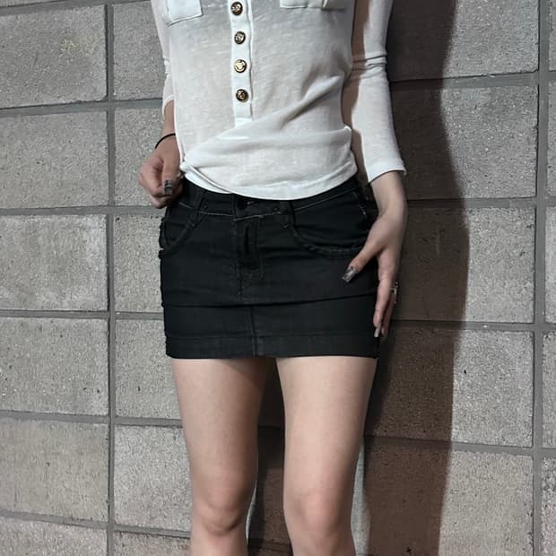 디젤 로우라이즈 데님 미니 스커트