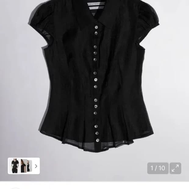 (새상품) 스컬프터 sheer pleated hem 블라우스 블랙 M