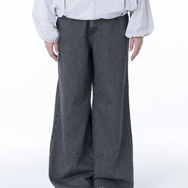 Pocket denim wide pants CHARCOAL