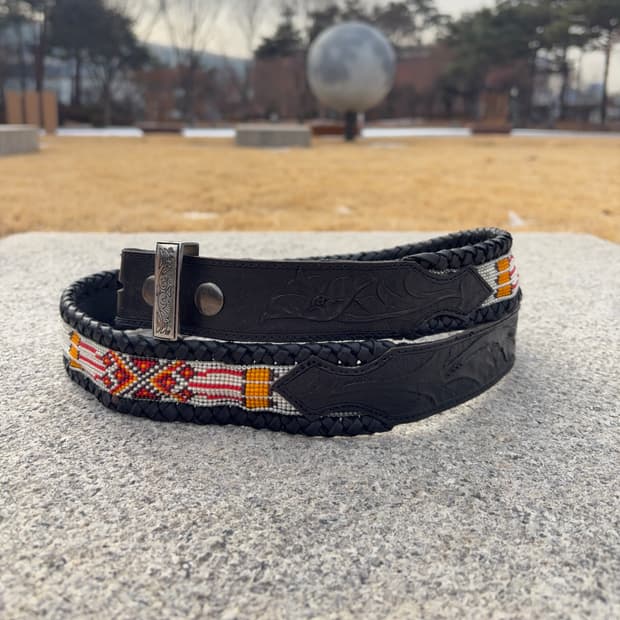 핸드 비즈 웨스턴 레더 벨트