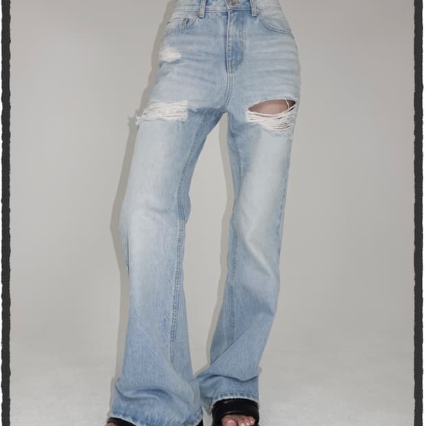 페일제이드 Vintage Damaged Wide Bootcut Jean