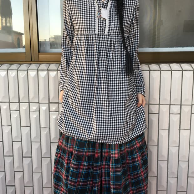 Check pattern blouse onepiece