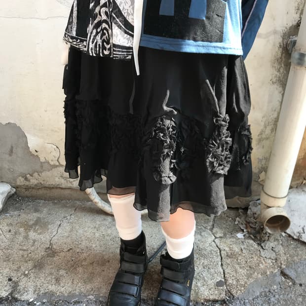 vintage black pattern skirt (25inch)