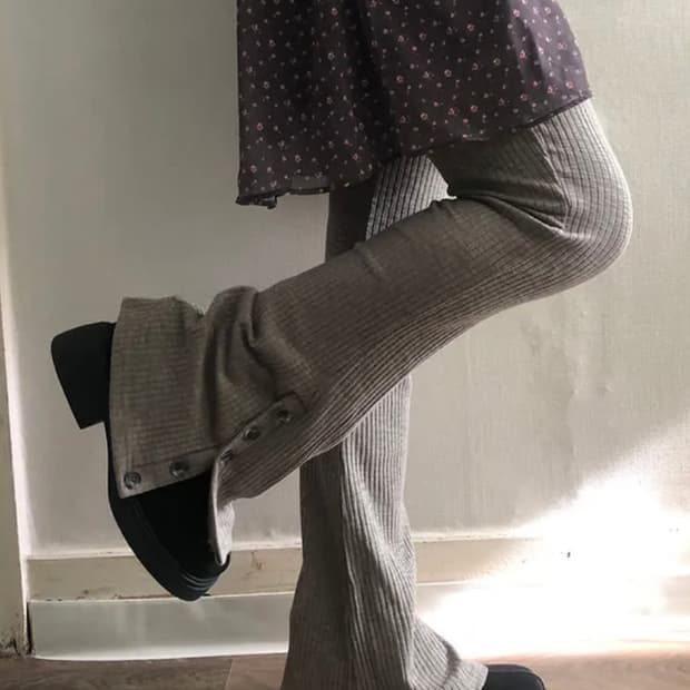 니지 ribbed button pants black 부츠컷 레깅스