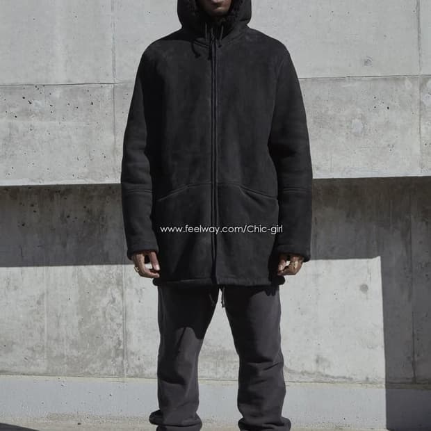 XS 이지 시즌 롱 후드 무스탕