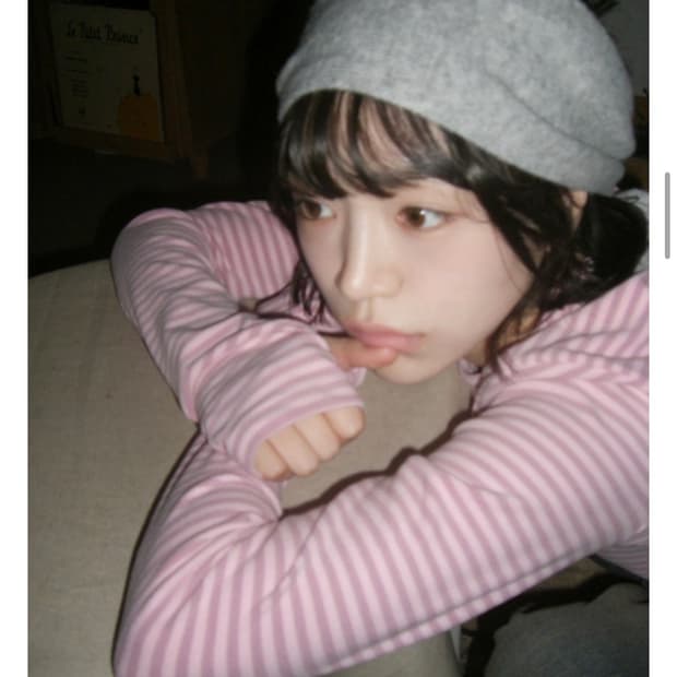 [새상품]김아홉 ST ice cream 핑크 스트라이프 기모 워머 긴팔 