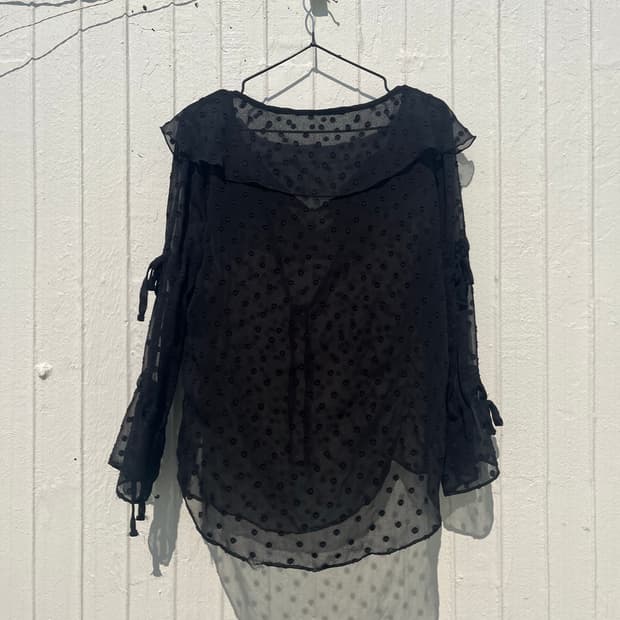 Black Sheer Blouse 블랙 쉬어 블라우스
