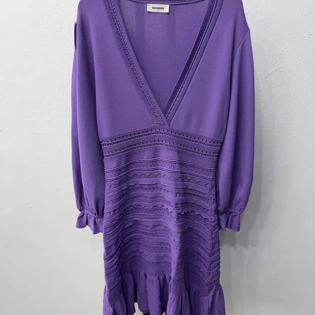 정품) 산드로 신형 퍼플 브이넥 원피스 2 