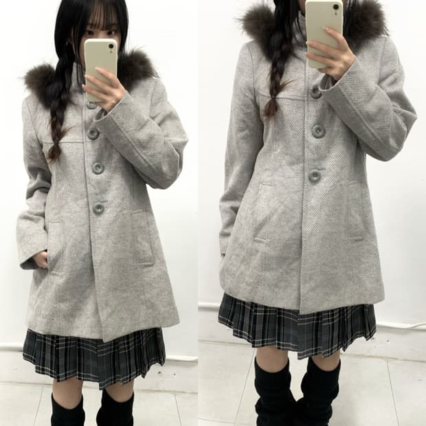 [SHALLISH] 도쿄걸 퍼 후드 하이넥 코트