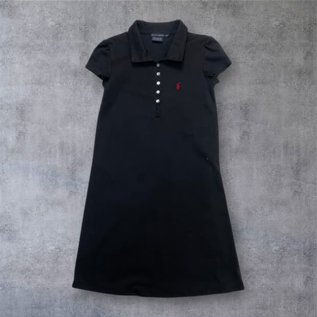 랄프로렌 Ralph Lauren 블랙 피케 반팔 카라 미니원피스 L