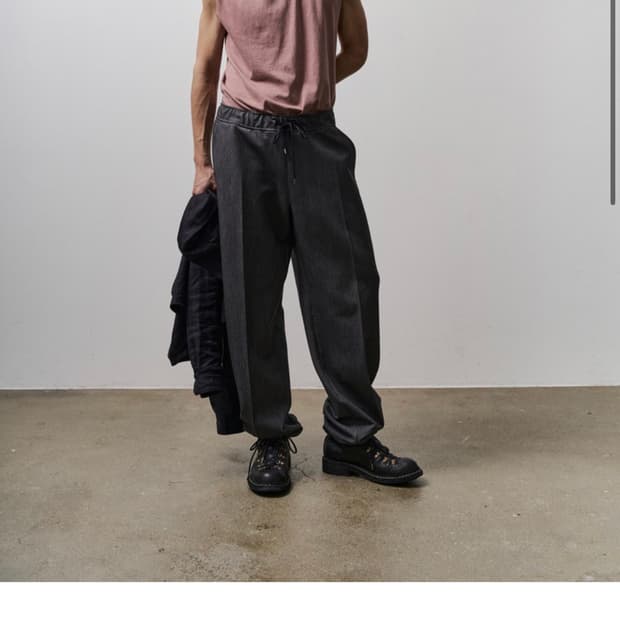 모노프리베 Textured String Pants - Grey