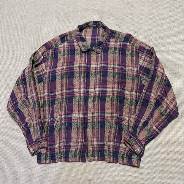 90s 빈티지 아디다스 체크 패턴 자켓