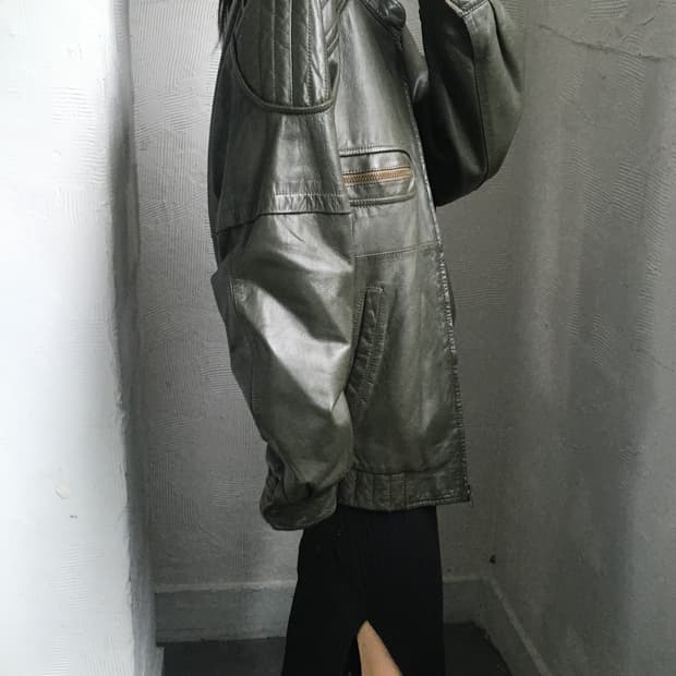 JERSON 90‘s 카키 레더 자켓
