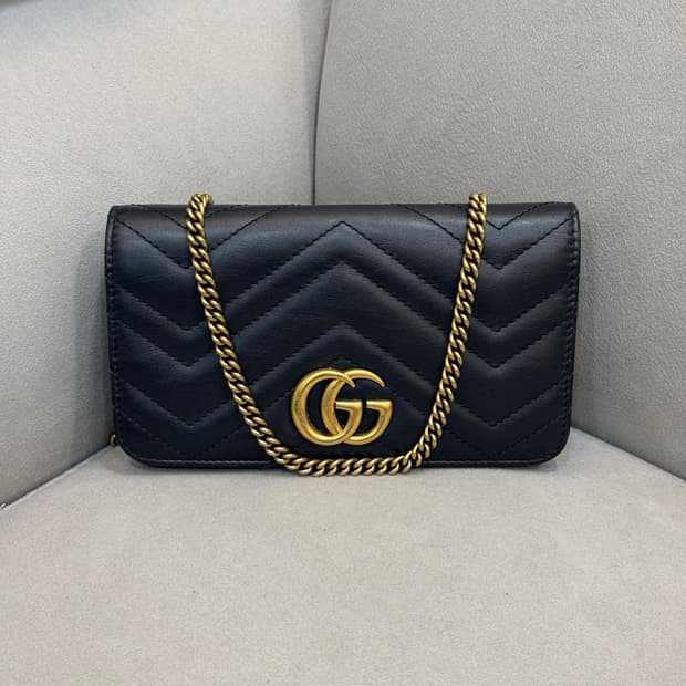 구찌 GG 마몬트 마틀라세 미니 체인백