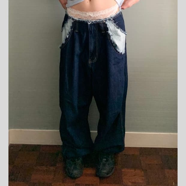 샵페어리 cut-off denim maxi pants