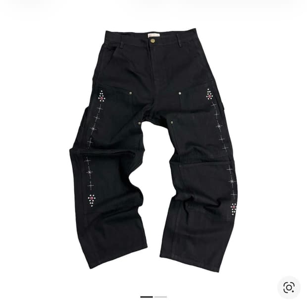 아오이로 페이크 스터드 커트 더블 니 팬츠 데님 블랙 2사이즈 판매