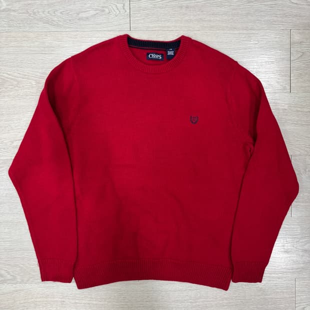 CHAPS 챕스 레드 라운드넥 니트 L