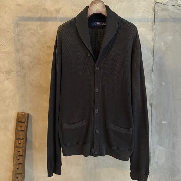 폴로 랄프로렌 와플 패브릭 숄칼라 가디건 100