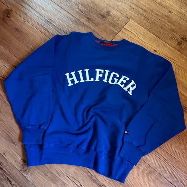 타미힐피거 블루 로고 스웻셔츠 L