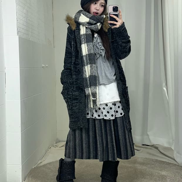 그레이 도트 하구미 임수정 모리걸 코디세트