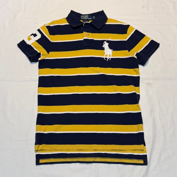 폴로 랄프로렌 빅포니 꿀벌 카라티 네이비 옐로우