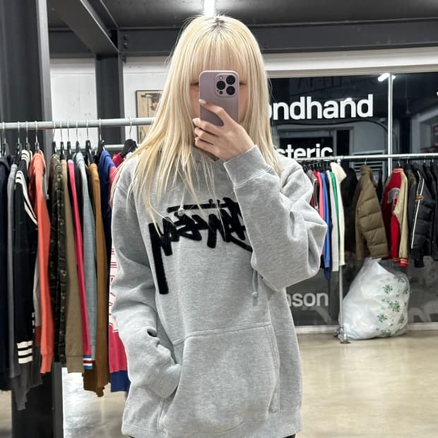 스투시 그레이 후드티