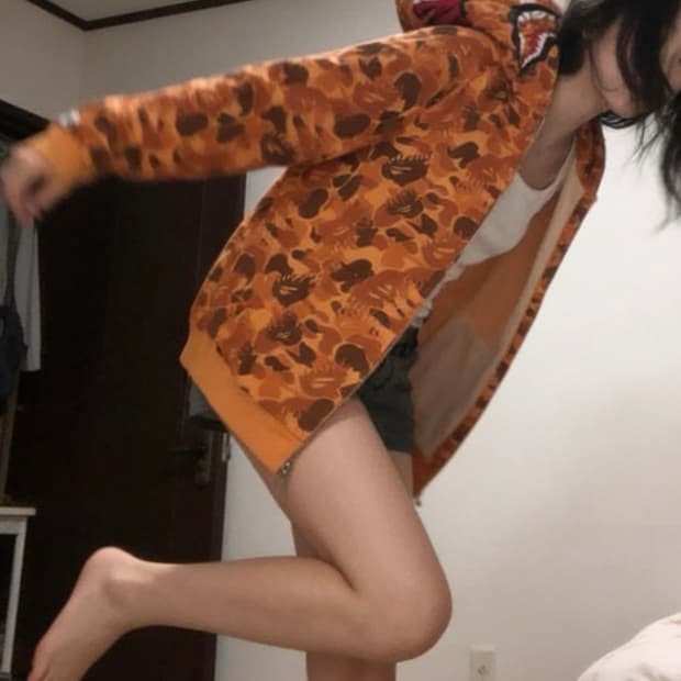 클래식 베이프 샤크 풀집 플레임 헤드 카모 오렌지