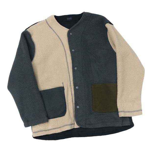 wmb 웍맨 멀티 컬러 블록 플리스 보아 가디건