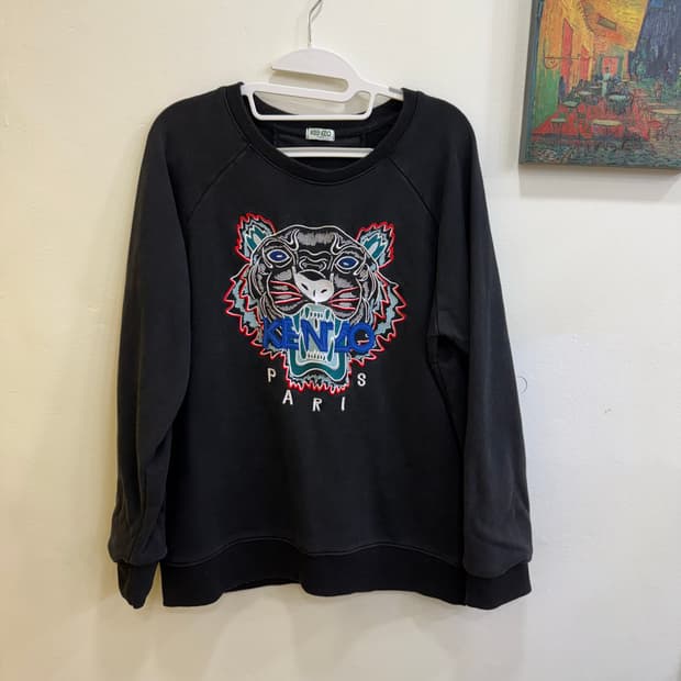 KENZO 타이거 자수 맨투맨 블랙 XL 